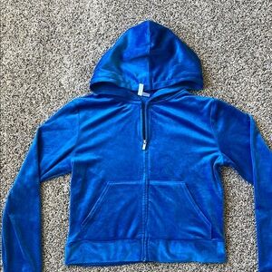 H&M Blue Velour Zip-Up Track Suit Set